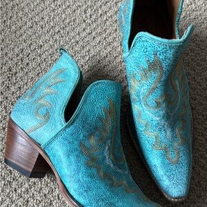 Myra Bag Turquoise and Gold Ankle Boots